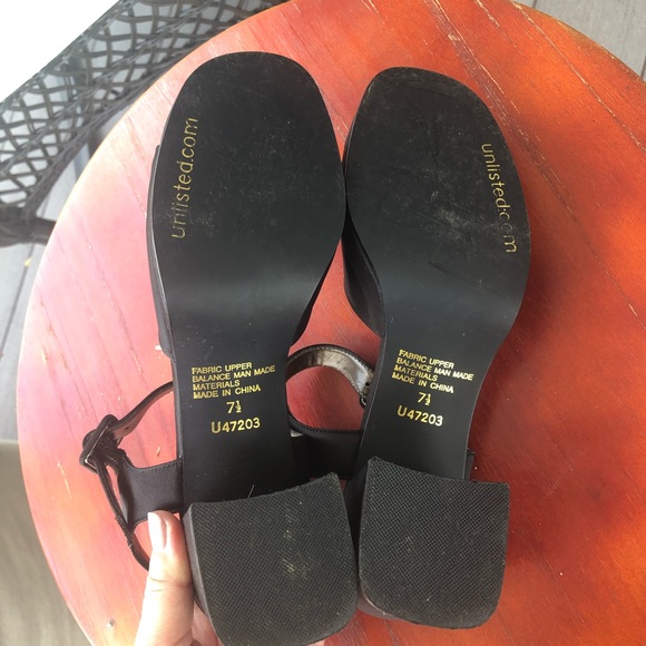Unlisted Black Fabric Square-Toe, Y2K Block-Heels 7.5 - Picture 6 of 6